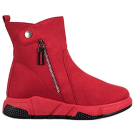 SHELOVET Bottes en daim à la mode rouge