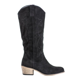 Abloom Bottes de cowboy en daim le noir