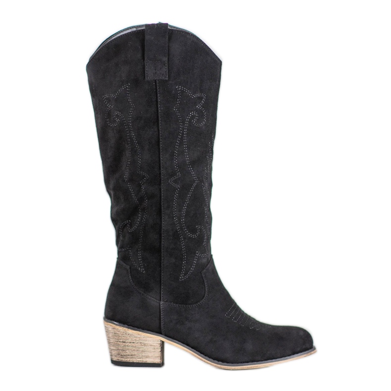Abloom Bottes de cowboy en daim le noir