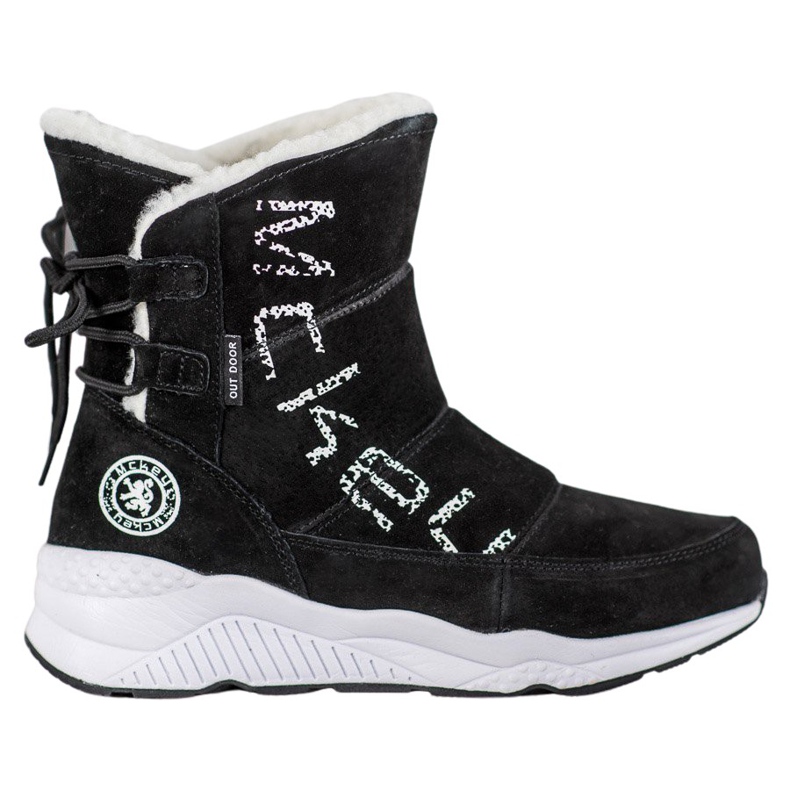 McKey Bottes de neige en cuir le noir