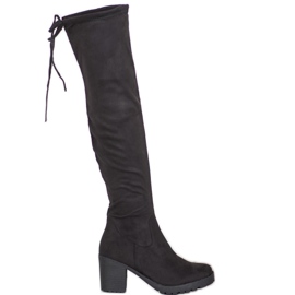 SHELOVET Bottes à plateforme en daim le noir SHELOVET Bottes à plateforme en daim le noir