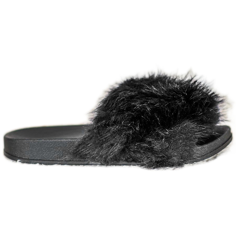 SHELOVET Pantoufles De Fourrure Confortables le noir