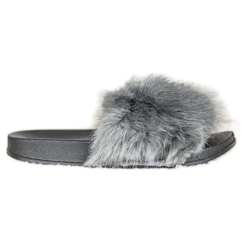 SHELOVET Pantoufles De Fourrure Confortables gris