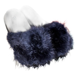 SHELOVET Pantoufles De Fourrure Confortables bleu