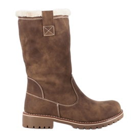 SDS Bottes chaudes en cuir écologique brun SDS Bottes chaudes en cuir écologique brun