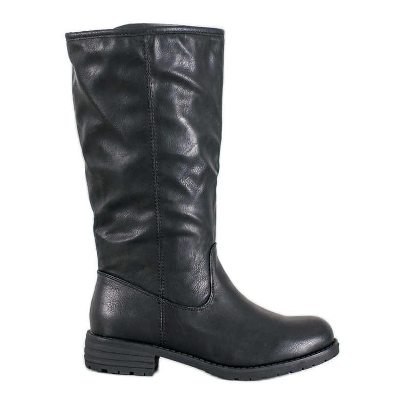 SDS Bottes confortables avec cuir écologique le noir