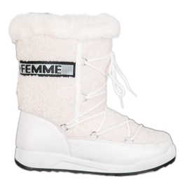 Small Swan Bottes de neige à lacets à la mode blanc