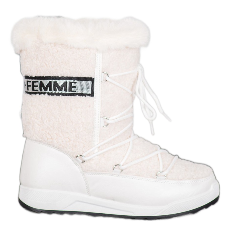 Small Swan Bottes de neige à lacets à la mode blanche