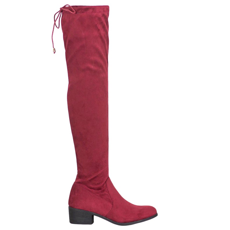 Small Swan Bottes marron au-dessus du genou rouge