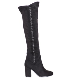 SDS Bottines à talons en daim noir