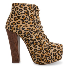 Bottes Unie À Talon E347 Beige brun le noir multicolore