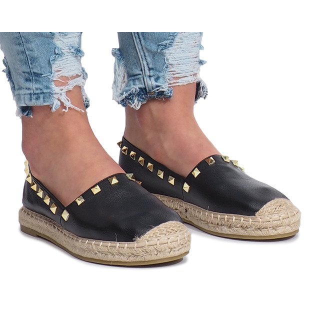 Espadrilles noires à clous Montana le noir