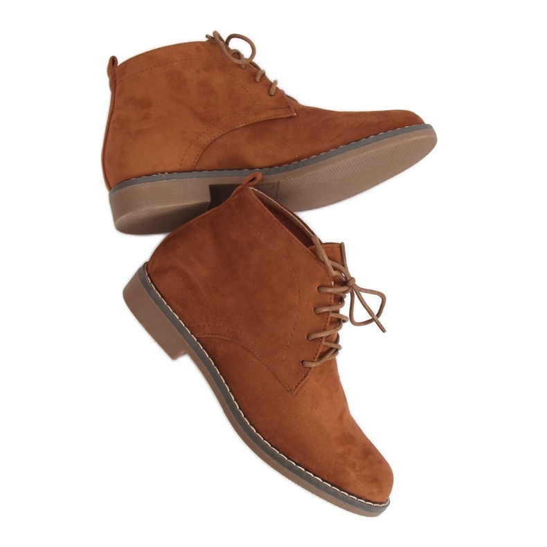 Bottines à lacets camel 8B977 Camel brun