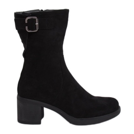 Bottines noires à talons bas TX-1821 Noir