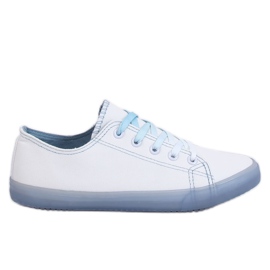 Baskets femme ombre blanches et bleues E3508 Bleu