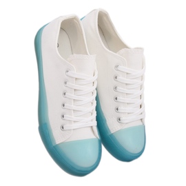 Sneakers sur semelle colorée, blanc et bleu FG-2948 Bleu