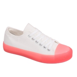 Sneakers sur semelle colorée, blanc et rose FG-2948 Rose