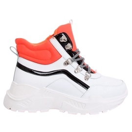 Chaussures de sport montantes orange et blanches RB-3348 BLANC / ORANGE Chaussures de sport montantes orange et blanches RB-3348 BLANC / ORANGE