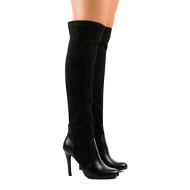 Bottines femme en daim sur un talon 8020 le noir