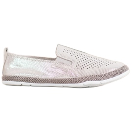 Goodin Espadrilles En Cuir Ajouré gris jaune