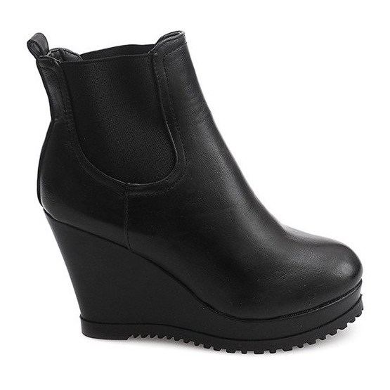 Compensées 9298 Bottes Noires Sur Compensée le noir