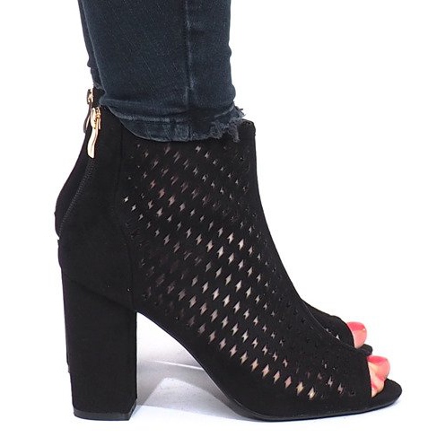 Bottines noires ajourées Suzanne le noir