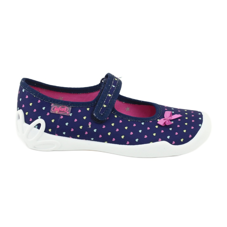 Chaussures enfant Befado 114Y372 coeurs bleu marin bleu rose jaune