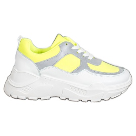 SHELOVET Baskets élégantes blanc jaune