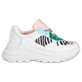 SHELOVET Baskets mode blanche multicolore