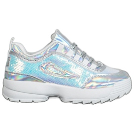 SHELOVET Baskets à paillettes blanc gris