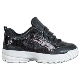 SHELOVET Baskets à paillettes noir