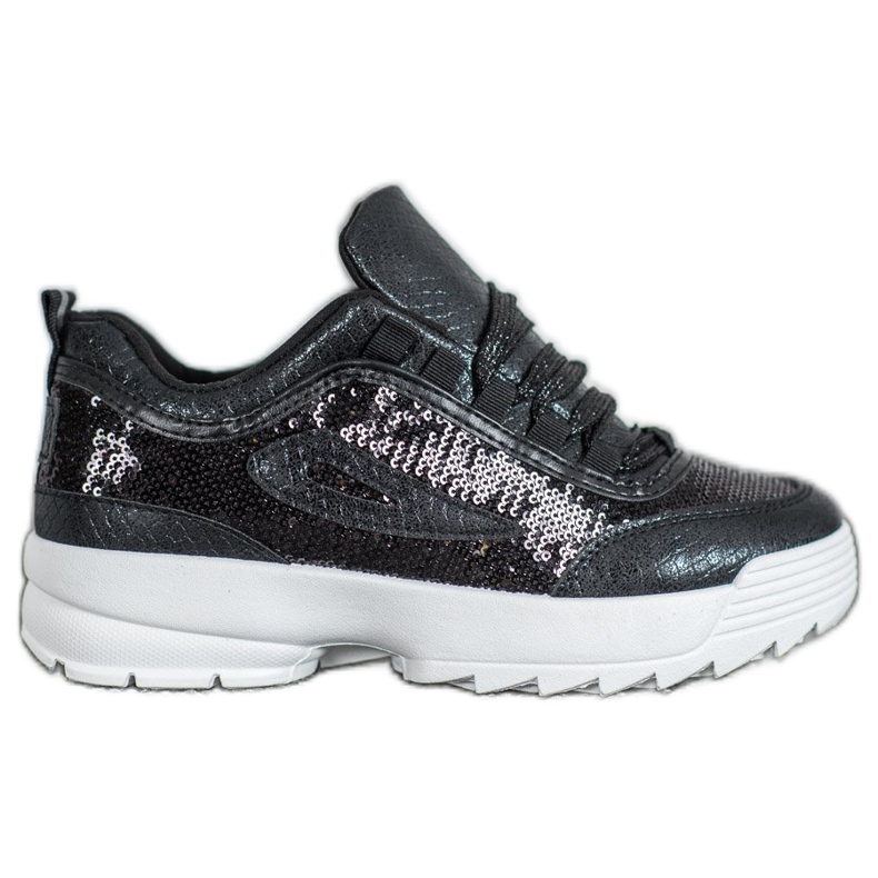 SHELOVET Baskets à paillettes le noir