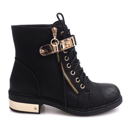 Bottines à lacets avec boucle F03 Noir