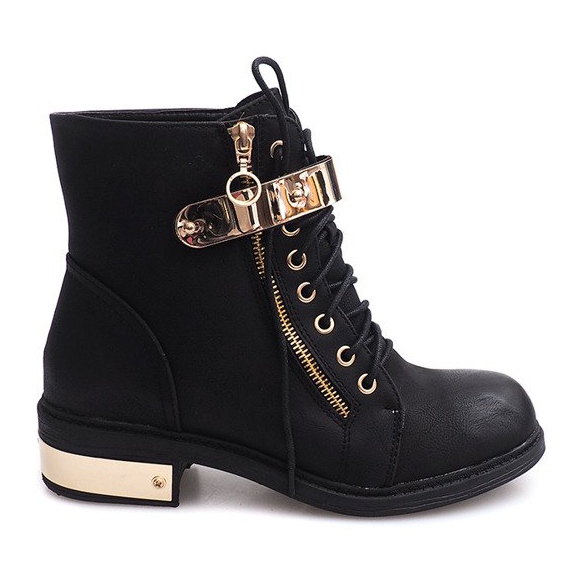 Bottines à lacets avec boucle F03 Noir le noir
