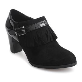 Bottines À Talons Boho Fringe 6660 Noir le noir