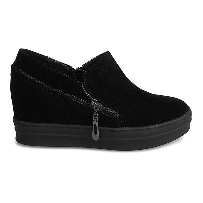 Baskets En Daim Sur Compensée 9168 Noir le noir