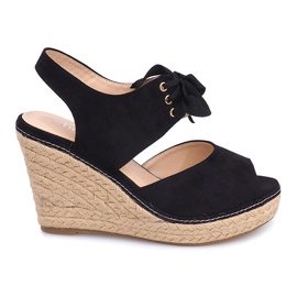 Sandales Compensées Espadrilles B2909 Noir le noir