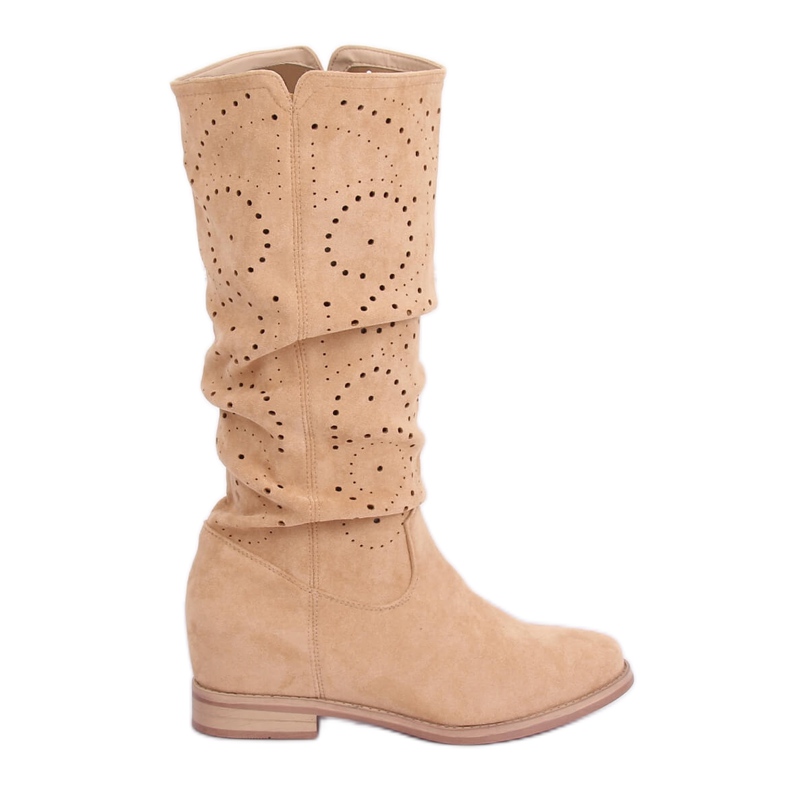 Boots compensées ajourées beiges NC1015 Beige