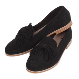 Noir Mocassins femme à franges T357P Noir