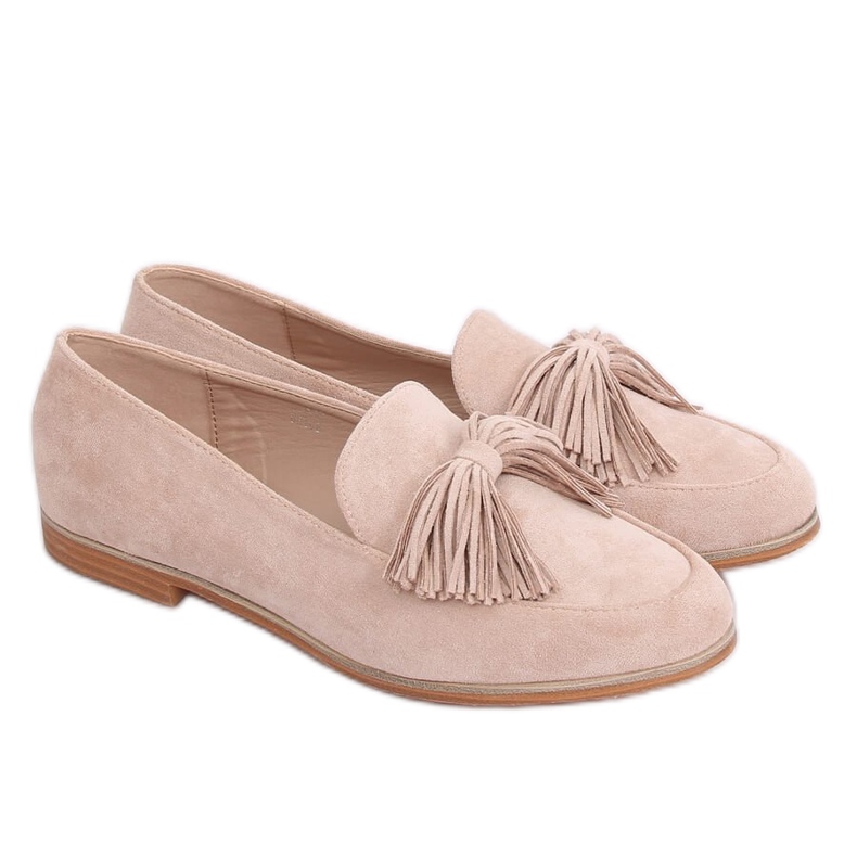 Mocassins femme beige à franges T357P Beige Mocassins femme beige à franges T357P Beige