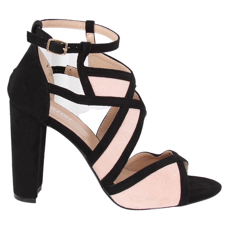 Sandales noires et roses sur le poteau LE071P Rose le noir Sandales noires et roses sur le poteau LE071P Rose le noir