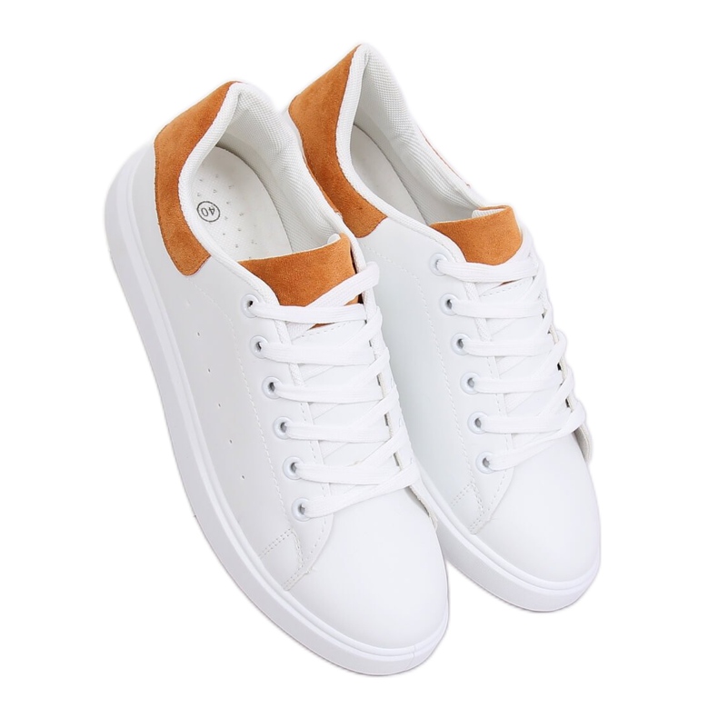 Baskets femme blanches LA85P Camel