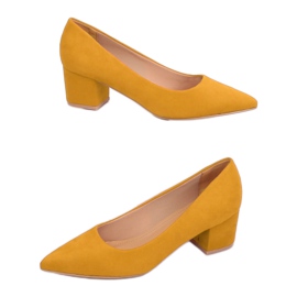 Escarpins à talons bas miel A-3370 Jaune