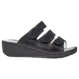 Goodin Pantoufles en cuir noir le noir