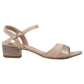 Goodin Sandales confortables à talons bas brun