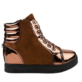 Baskets en daim laqué marron TL-57 brun