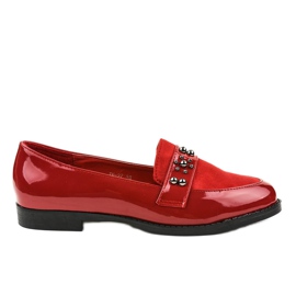 Chaussures à enfiler rouges avec clous JN-27