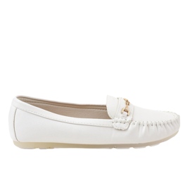 Mocassins ballerines en similicuir blanc FM3102A