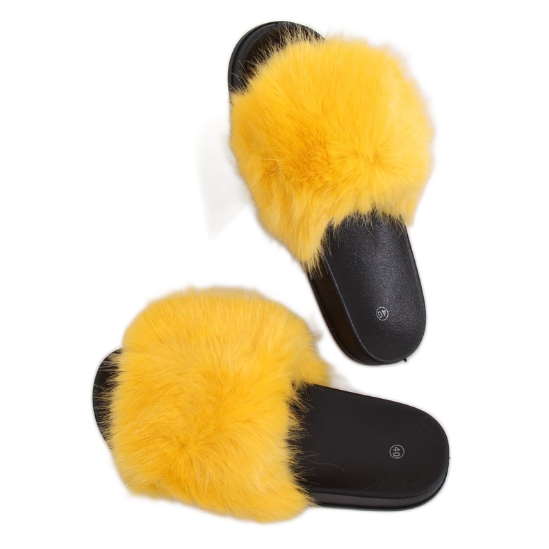 Jaune CK107P Chaussons en fourrure jaune