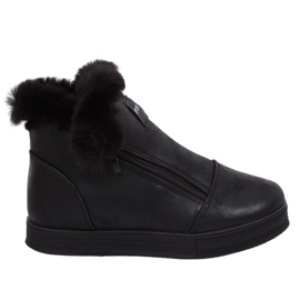 Baskets montantes noires avec fourrure W19-29 Black II Quality le noir